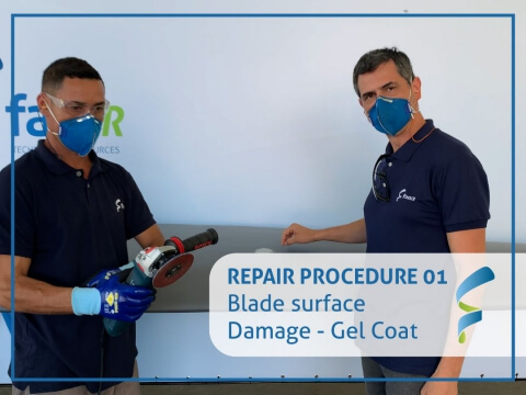 01 – Pequenos reparos de danos na superfície da pá - gel coat